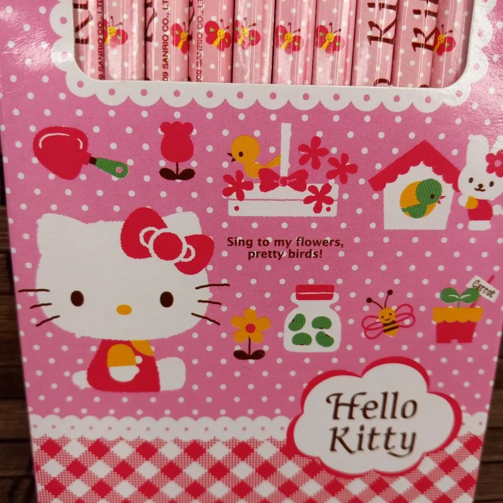 Hello Kitty Sanrio 10 Pencil Set For Korea Only 2009 Birds Butterflies